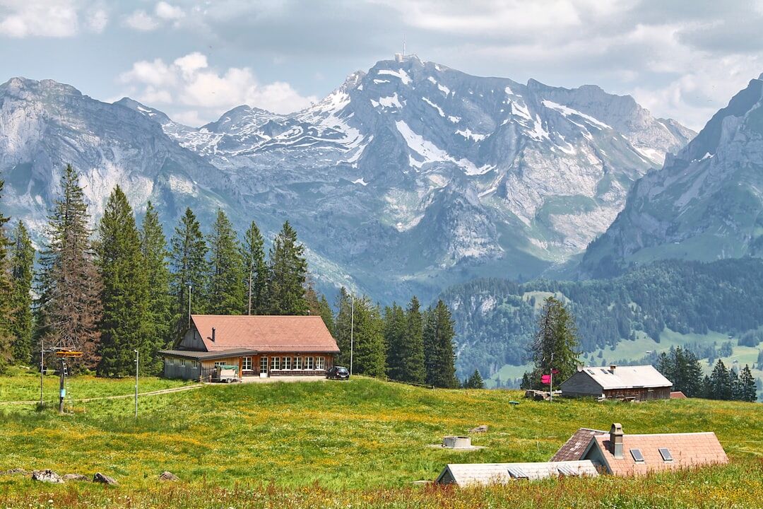 swiss alps with luxury chalet